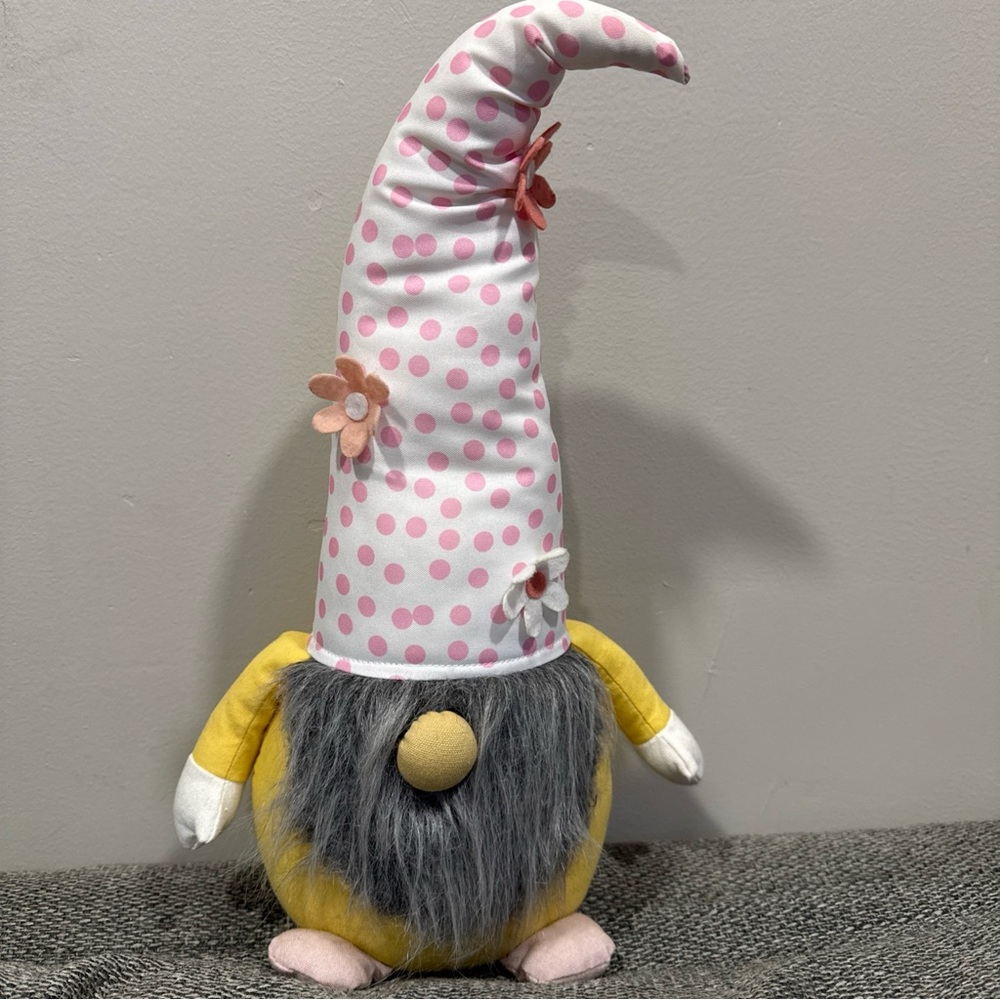 2022 Hunting Home Weighted Spring Gnome 20” Tall-Polka Dots & Flower Design